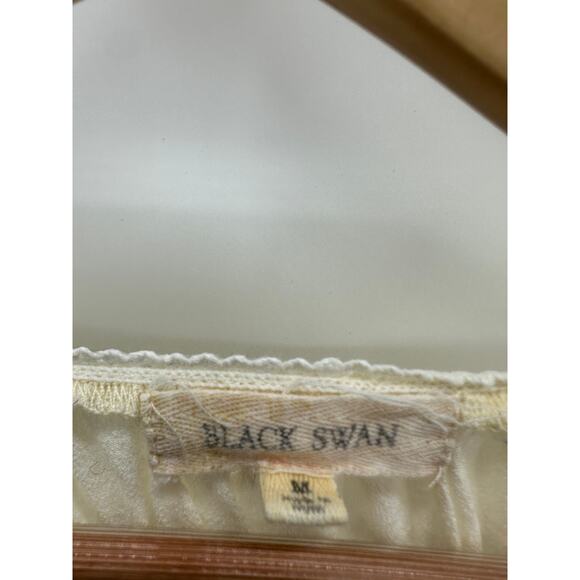 Anthro Black Swan Womens Cream Babydoll Top Size M Button Front Boho Smocked - Picture 6 of 8